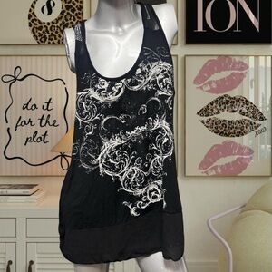 Vintage Cyber Y2K Bedazzled Longline Tank Top